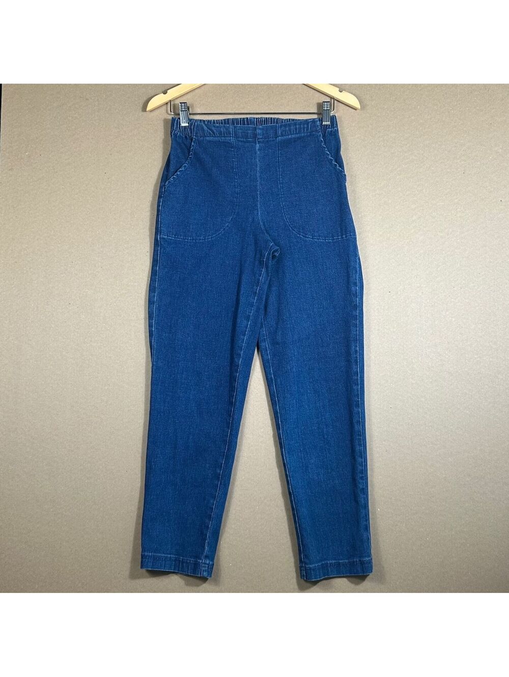 Croft & Barrow Pull On Denim Slim Straight Leg Elastic Waist Jeans Size 6P